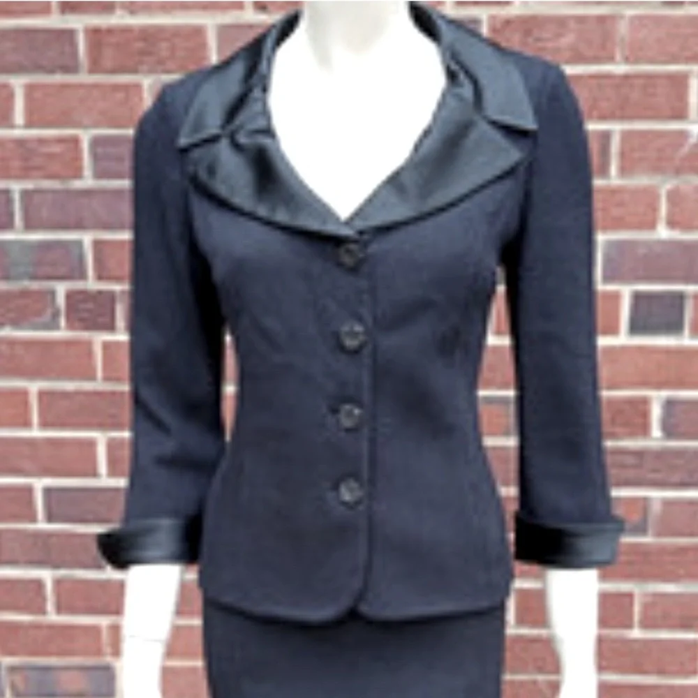2006 ST JOHN EVENING BLACK SANTANA KNIT TUXEDO BLAZER- SALE - Picture 3 of 7